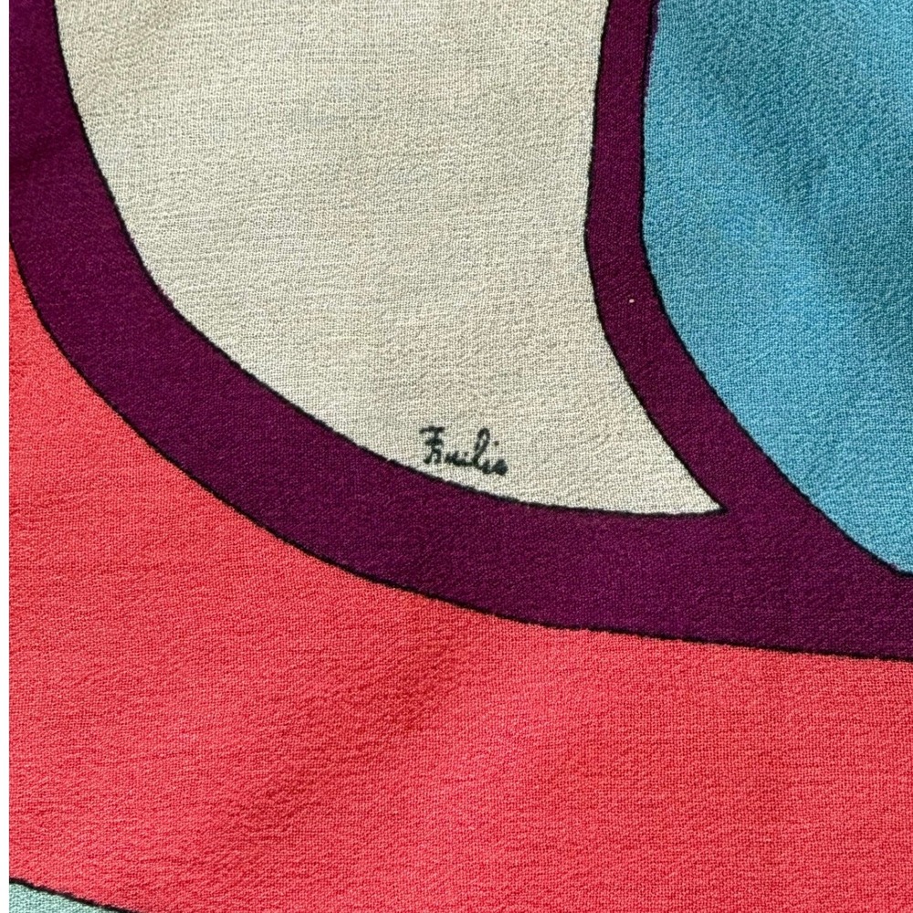 Emilio Pucci Vintage Silk Scarf Psychedelic Butterfly Geometric Purple Blue Pink - Picture 3 of 16